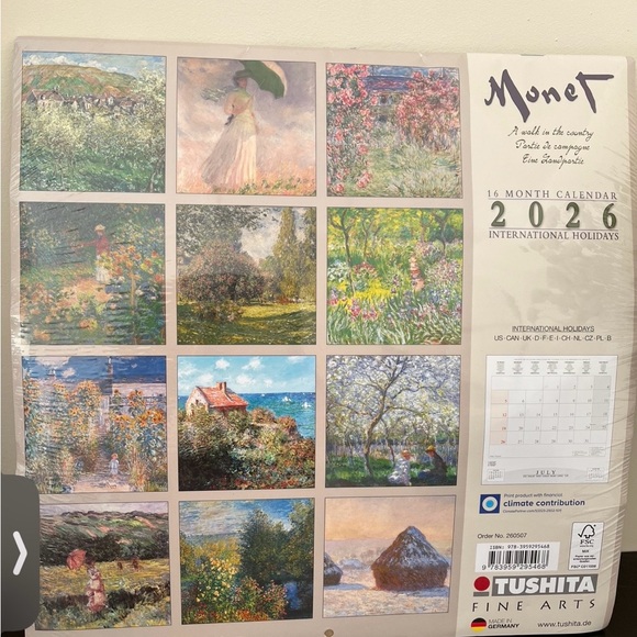 Low Start Monet 2026 16mth Art Calendar NWT & sealed - Picture 2 of 5